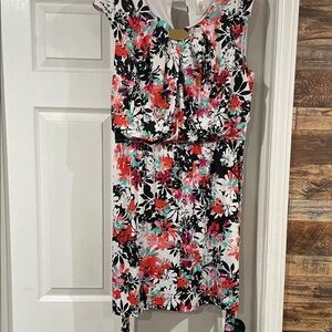 Emma & Michele Floral Dress - Black, Red, White